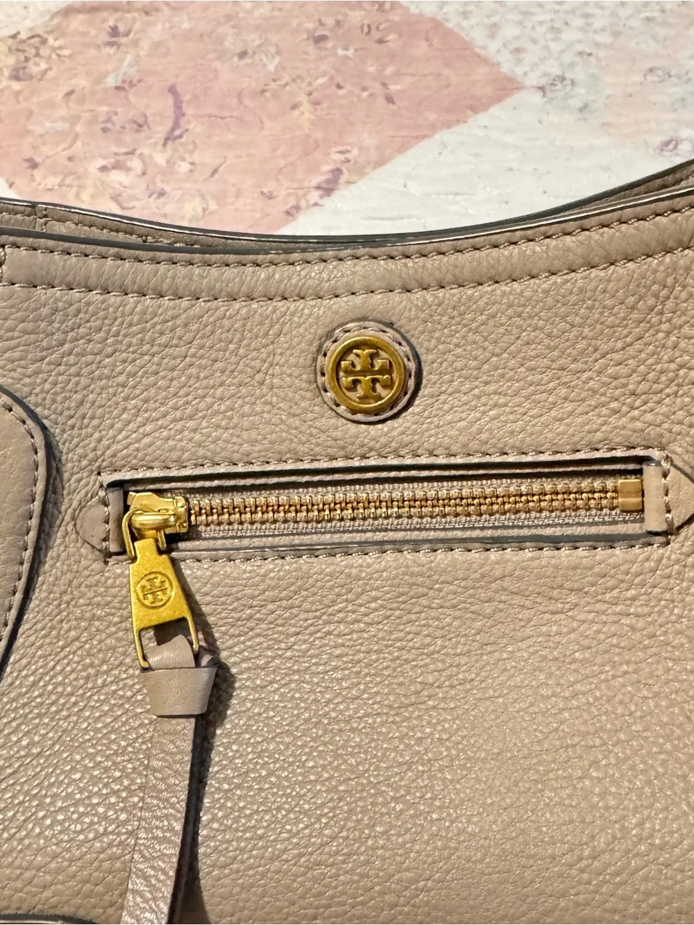 Tory Burch Frances French Gray Leather Mini Crossbody Bag